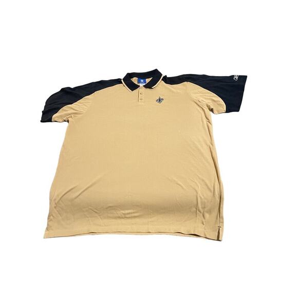 Reebok Other - NFL Reebok Saints NOLA Football Polo Black Gold Short Sleeve Shirt Unisex SZ 2XL